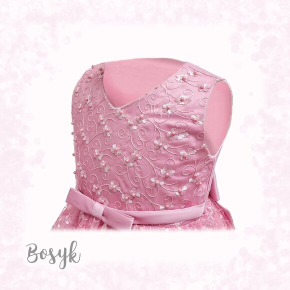 Little Pretty Roses Dress - Candy Pink - Dress for Girls -Elegant Dress for Girl - Picture 3 of 4